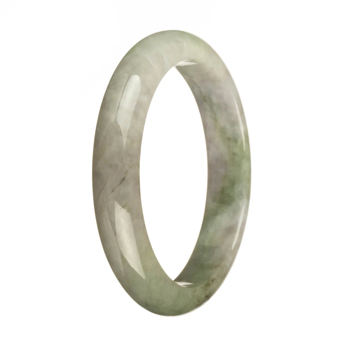 Genuine Natural Greyish Lavender and Green Burma Jade Bangle - 62mm Half Moon - Image 3