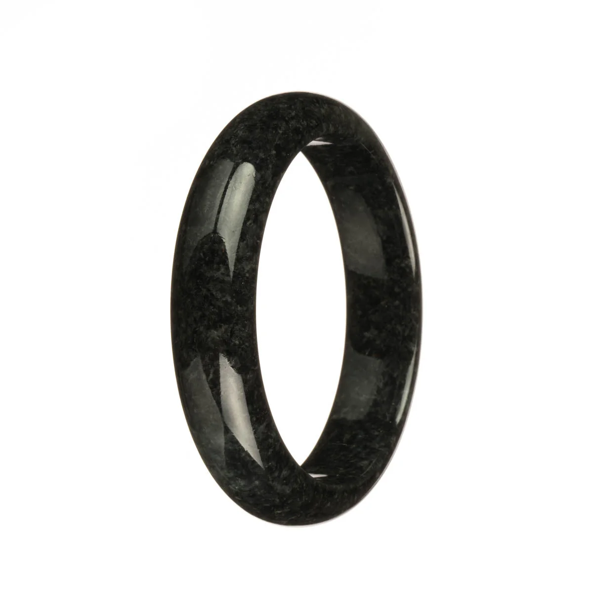 Genuine Grade A Black Jadeite Bangle Bracelet - 55mm Half Moon
