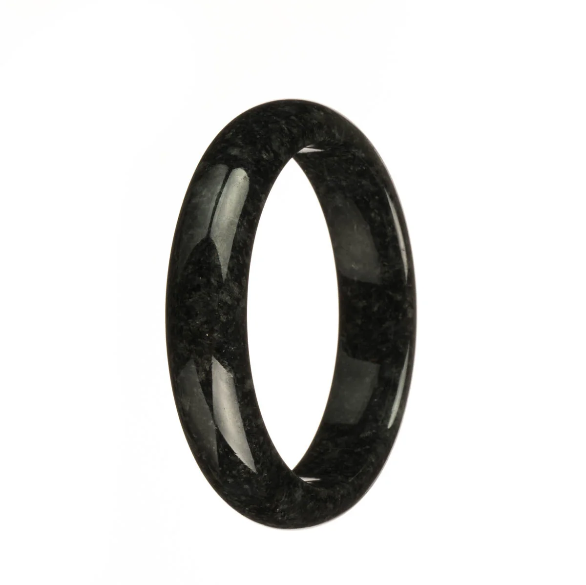 Genuine Grade A Black Jadeite Bangle Bracelet - 55mm Half Moon - Image 2