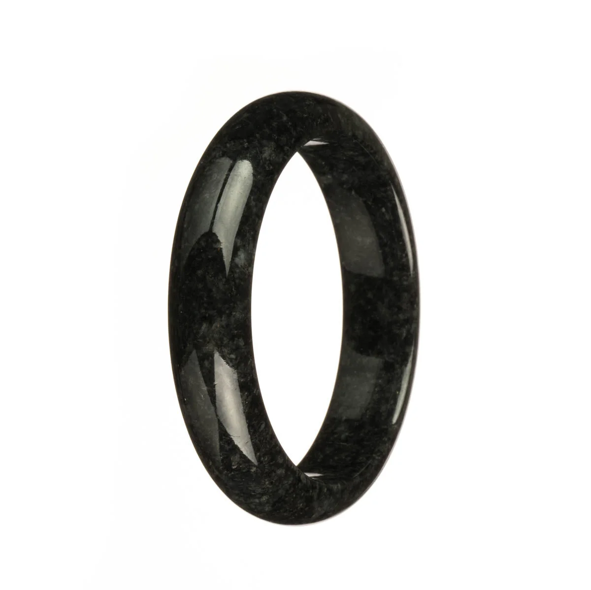 Genuine Grade A Black Jadeite Bangle Bracelet - 55mm Half Moon - Image 3