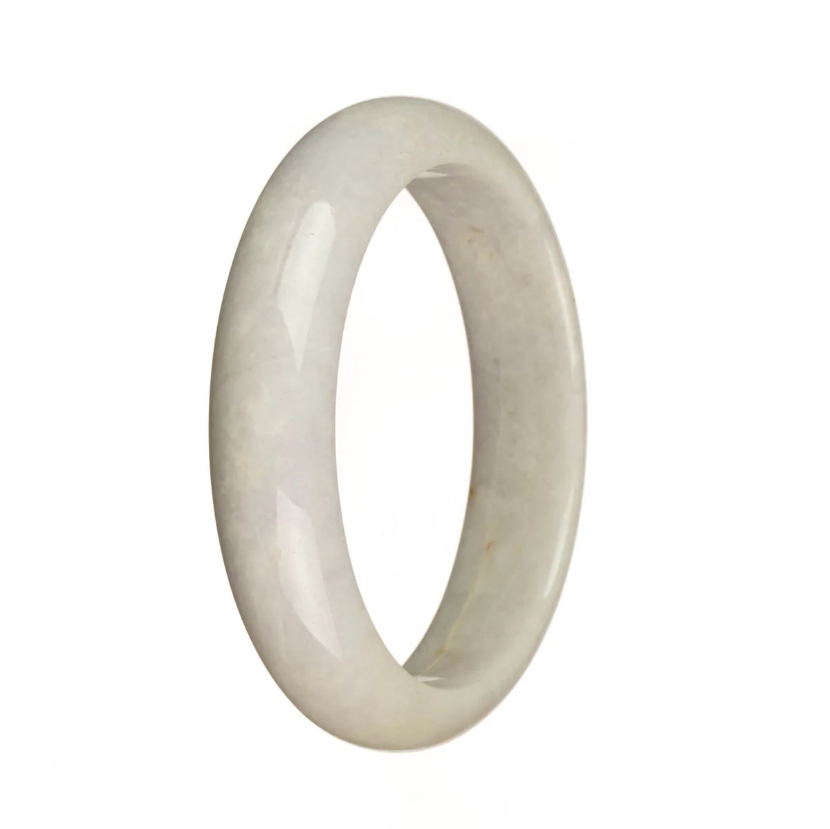 Genuine Grade A Pale Lavender Burma Jade Bangle - 60mm Half Moon