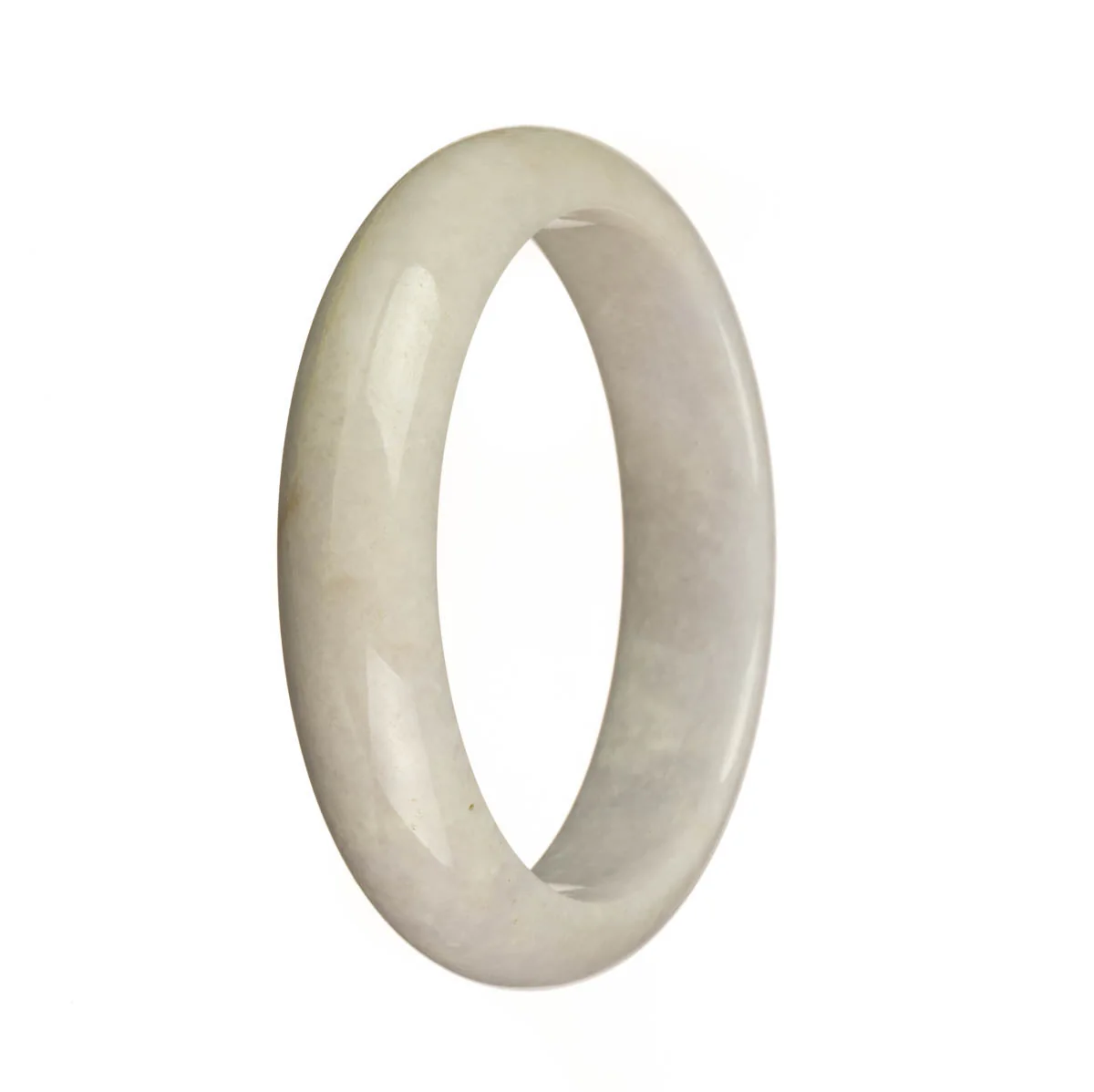 Genuine Grade A Pale Lavender Burma Jade Bangle - 60mm Half Moon - Image 2
