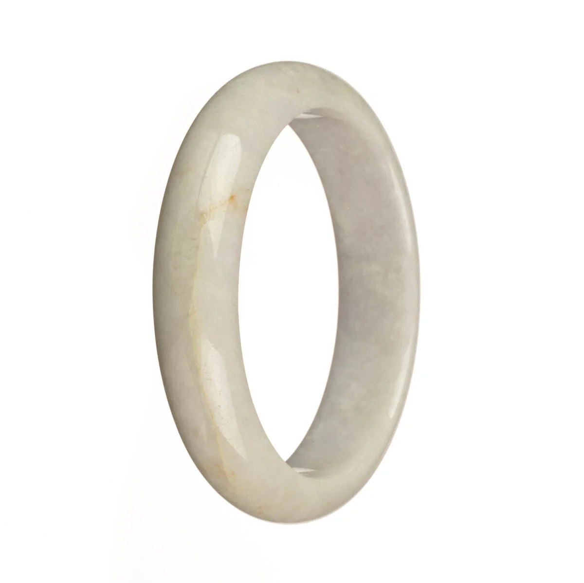 Genuine Grade A Pale Lavender Burma Jade Bangle - 60mm Half Moon - Image 3