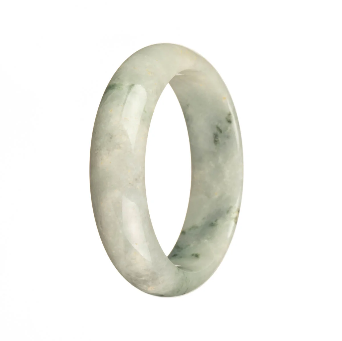 Real Grade A White and Lavender with Green Patterns Jadeite Jade Bangle Bracelet - 55mm Half Moon - Image 2