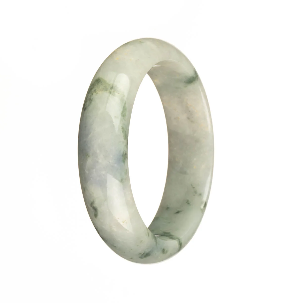 Real Grade A White and Lavender with Green Patterns Jadeite Jade Bangle Bracelet - 55mm Half Moon - Image 3