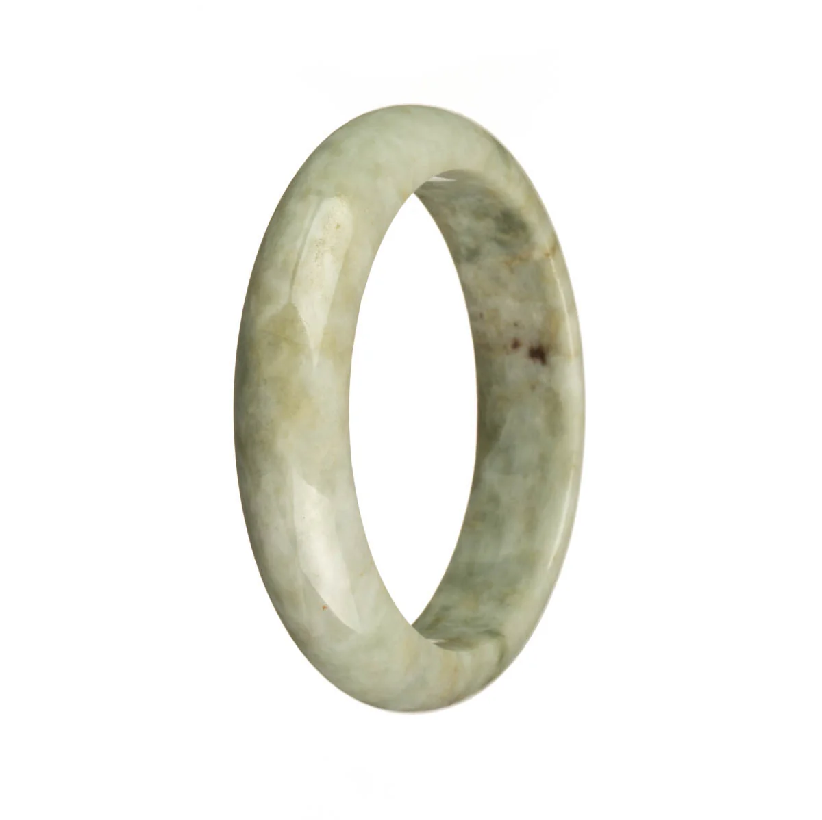 Genuine Natural Grey with Brown Patterns Burma Jade Bangle - 55mm Half Moon - Image 3