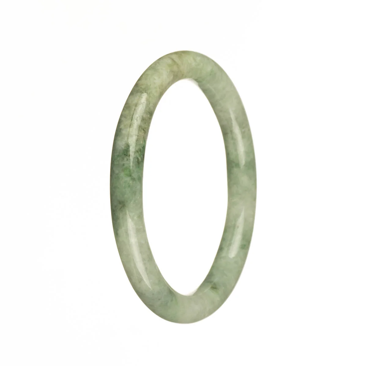 Real Grade A Green Jadeite Jade Bangle Bracelet - 56mm Petite Round - Image 3