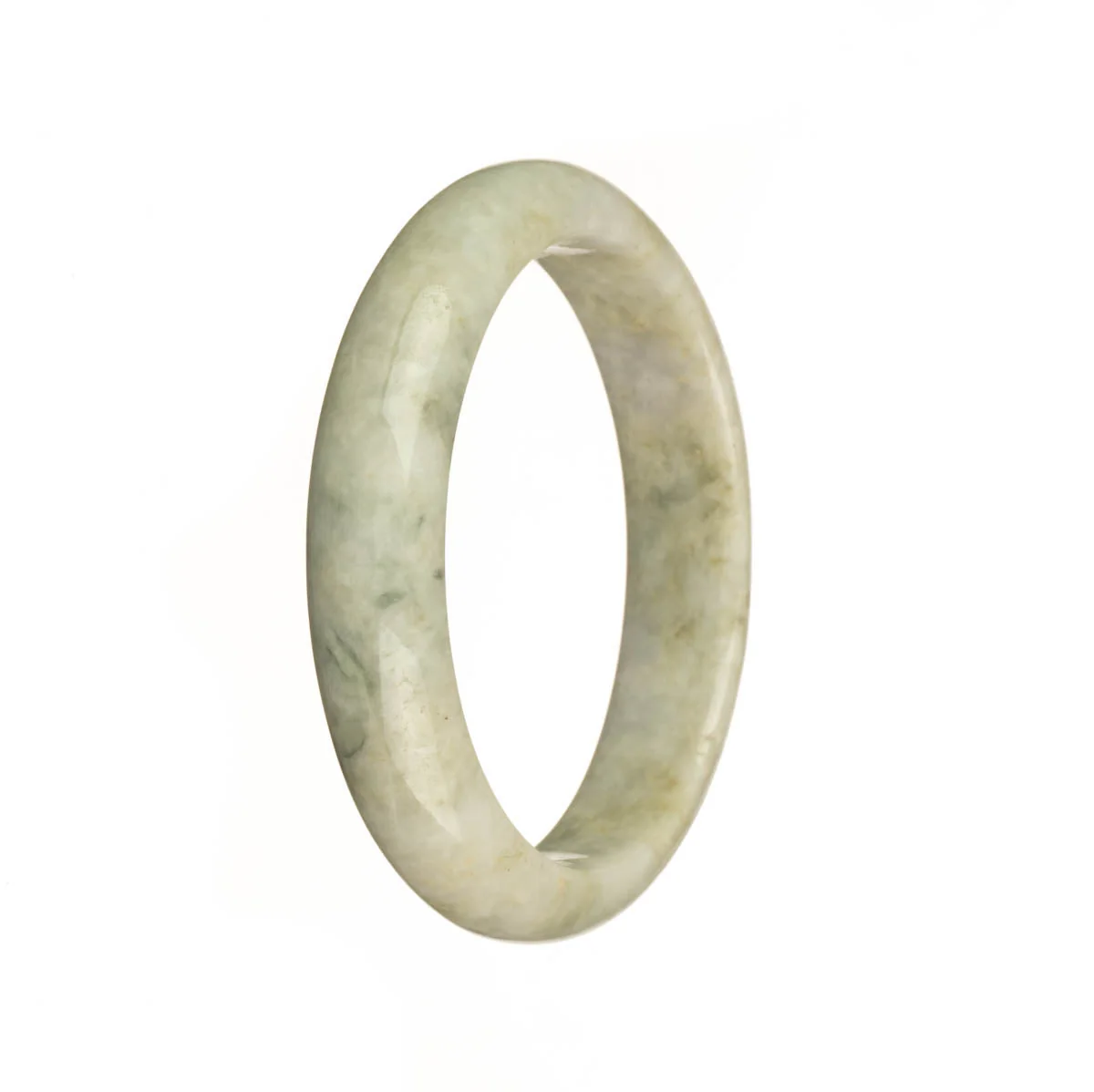Genuine Natural Grey Burma Jade Bangle - 54mm Half Moon