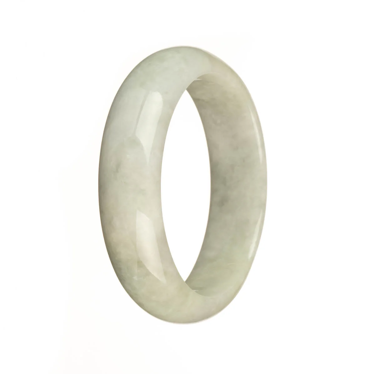 Genuine Grade A Greyish Green Jadeite Bangle - 56mm Half Moon