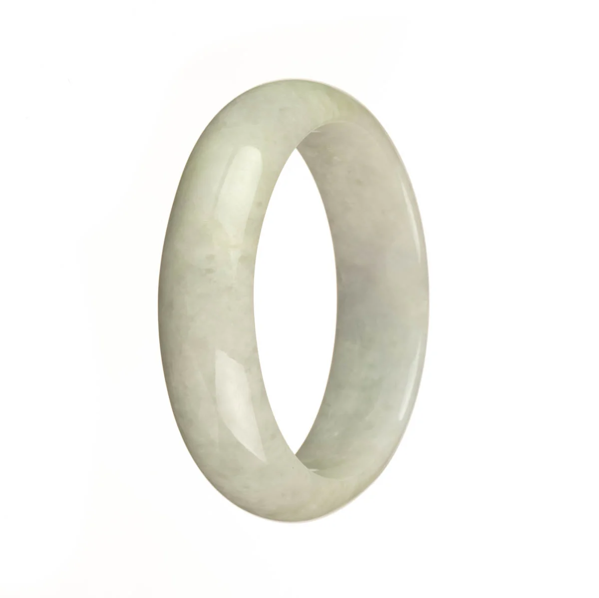 Genuine Grade A Greyish Green Jadeite Bangle - 56mm Half Moon - Image 2