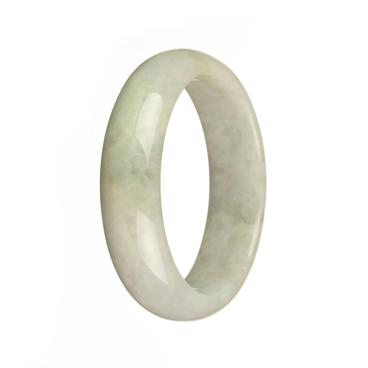 Genuine Grade A Greyish Green Jadeite Bangle - 56mm Half Moon - Image 3