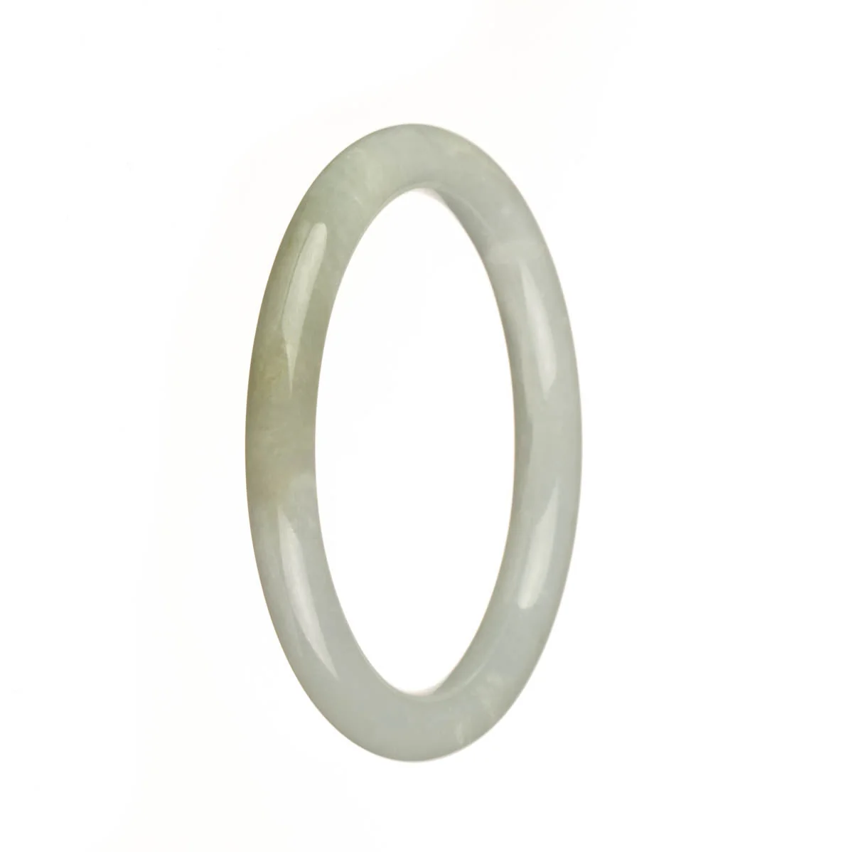 Certified Untreated White Traditional Jade Bangle - 56mm Petite Round