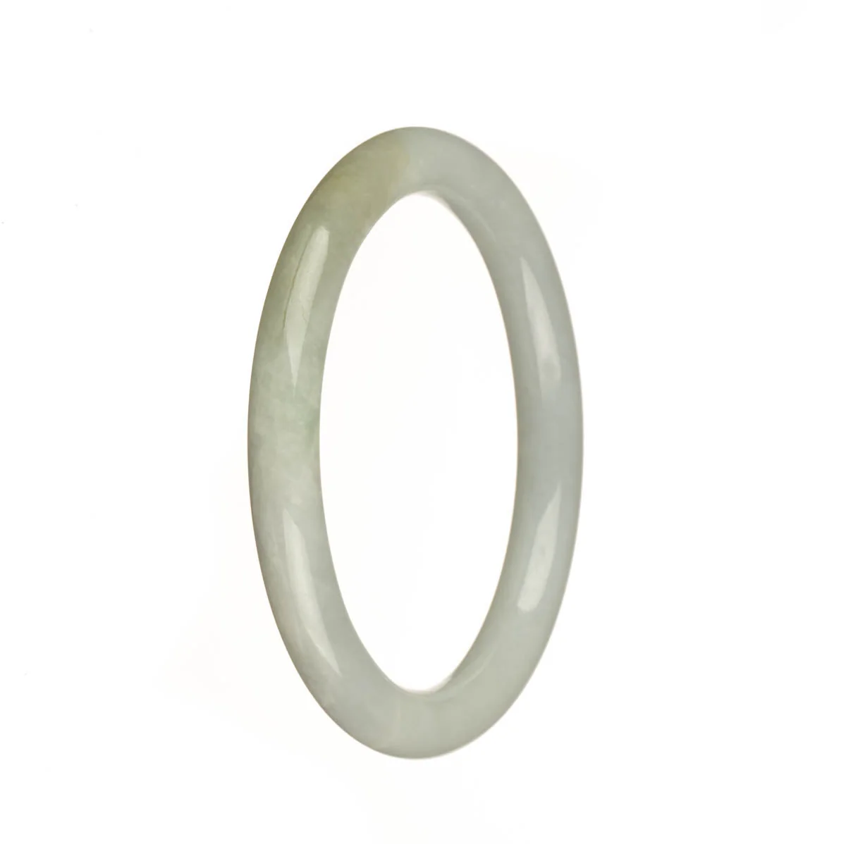 Certified Untreated White Traditional Jade Bangle - 56mm Petite Round - Image 3