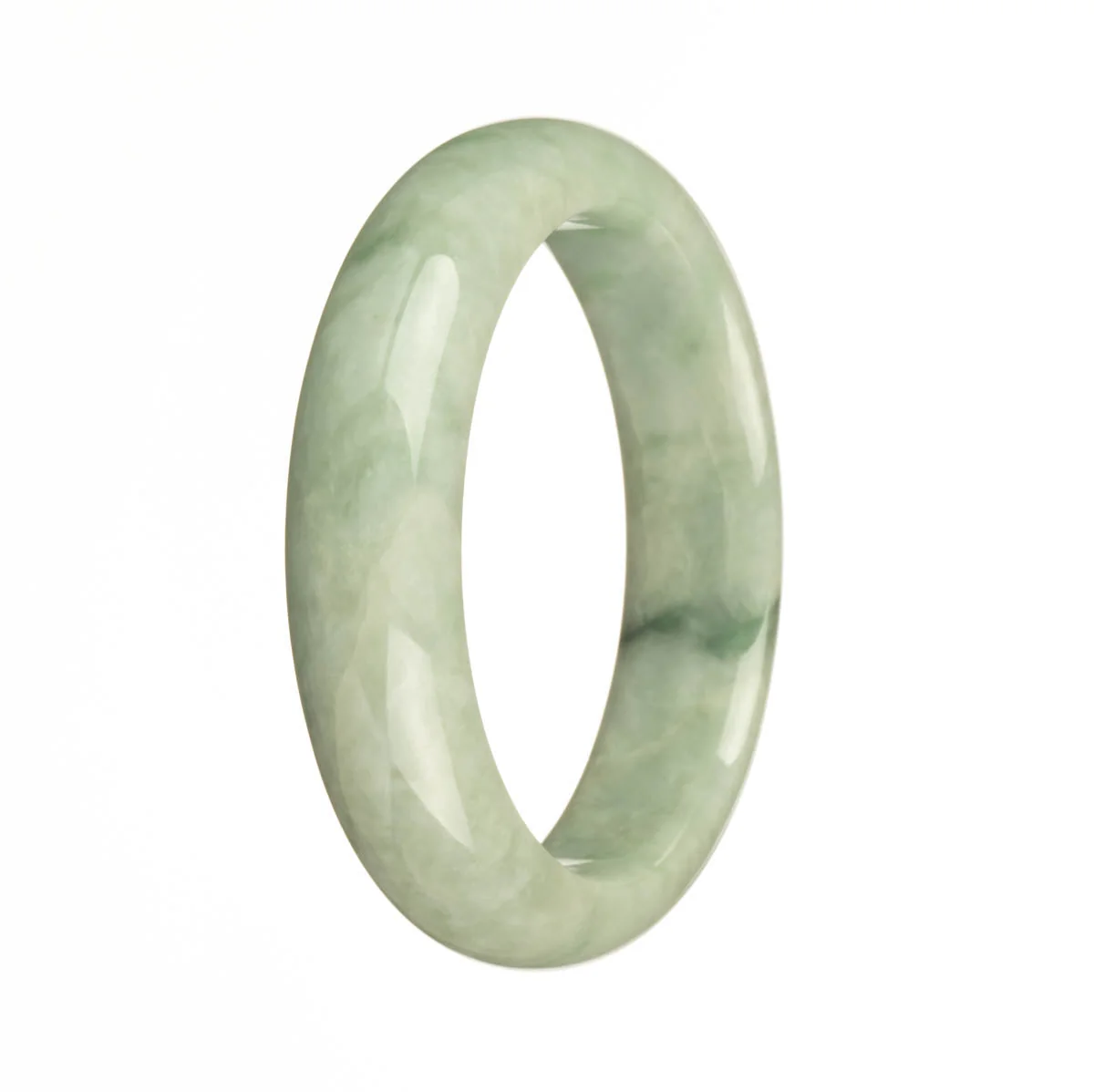 Genuine Natural Green Traditional Jade Bangle - 57mm Half Moon - Image 2
