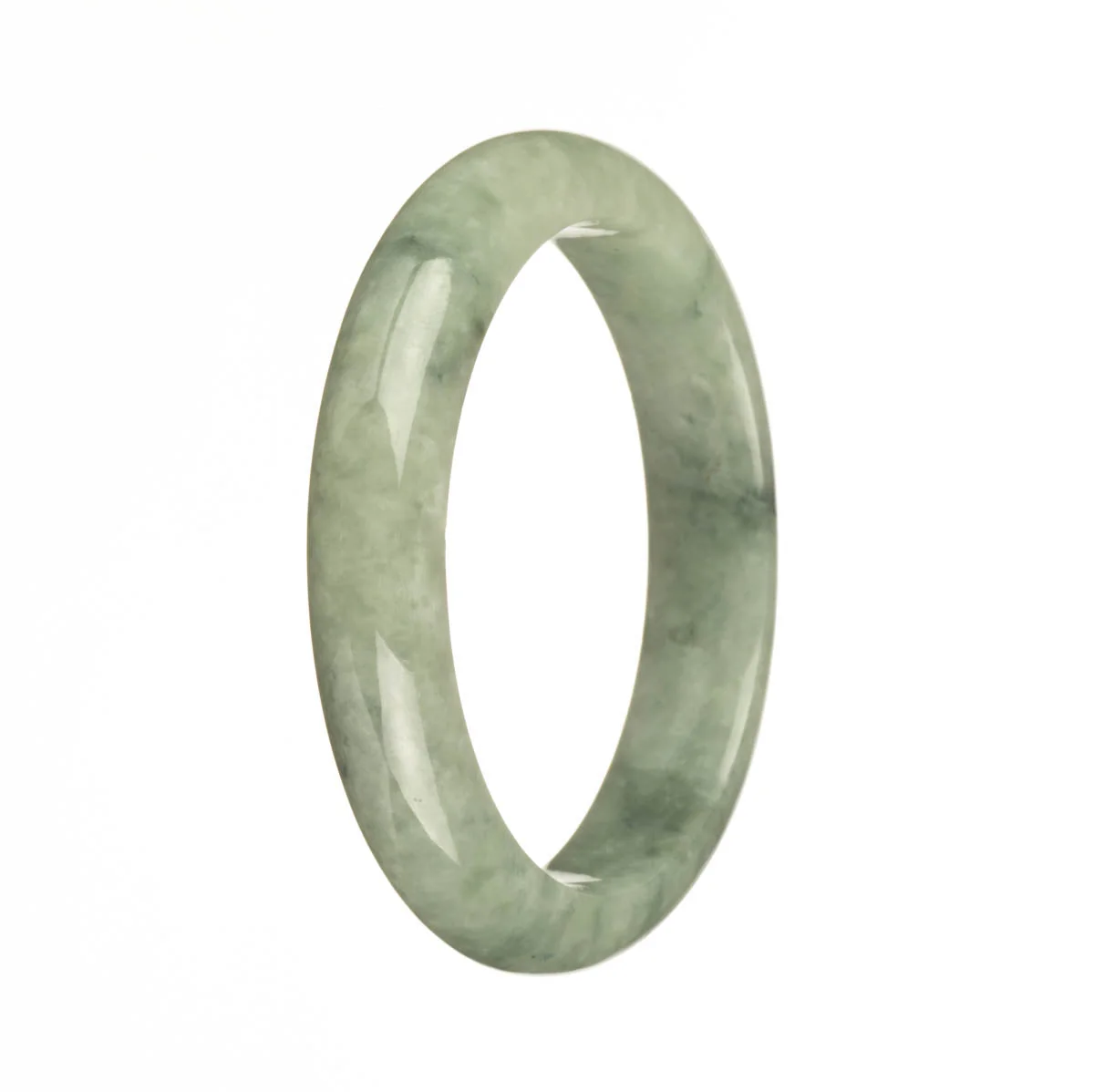 Genuine Natural Green Burma Jade Bangle - 58mm Half Moon - Image 2
