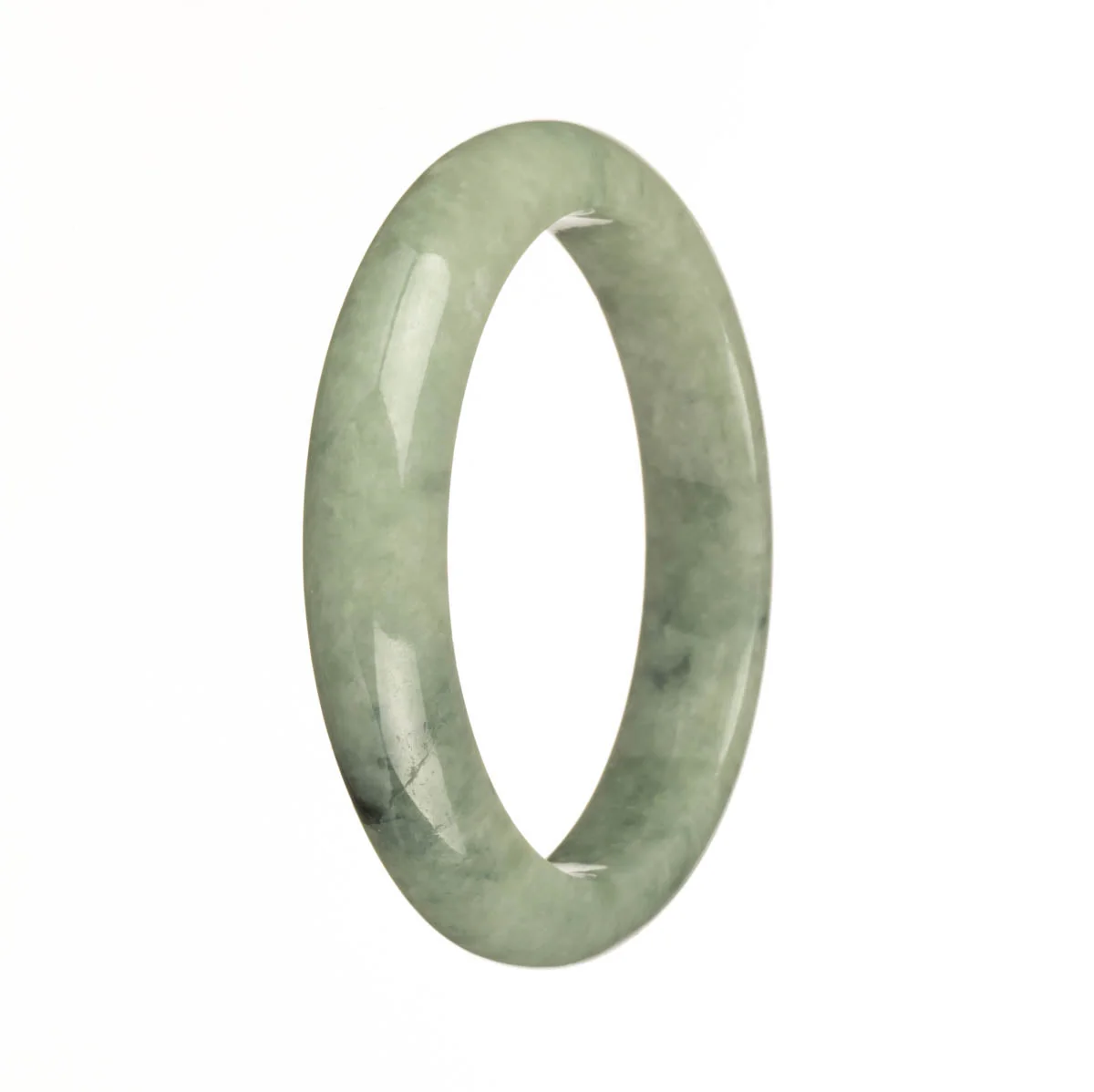 Genuine Natural Green Burma Jade Bangle - 58mm Half Moon - Image 3