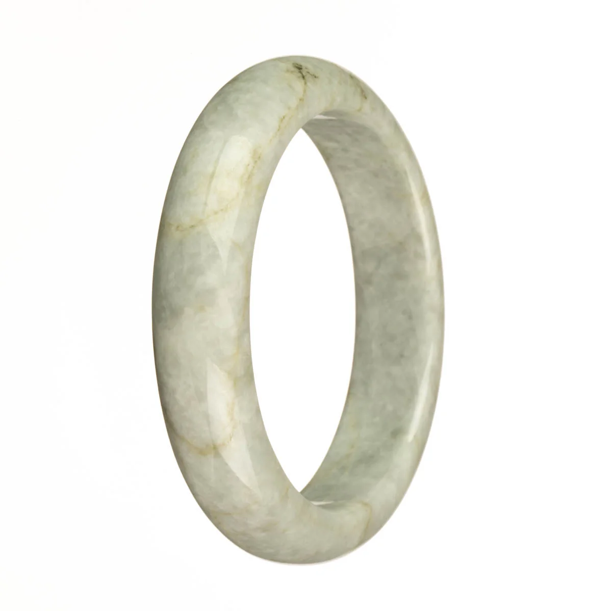Genuine Grade A Grey with Brown Patterns Jade Bangle Bracelet - 62mm Half Moon - Image 2