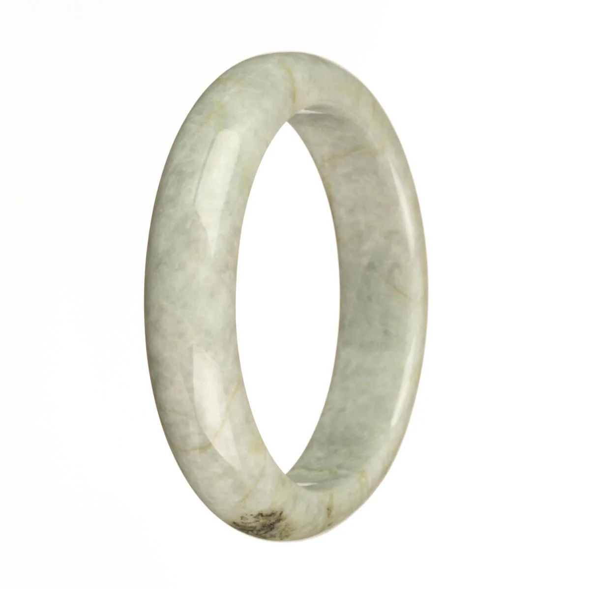 Genuine Grade A Grey with Brown Patterns Jade Bangle Bracelet - 62mm Half Moon - Image 3