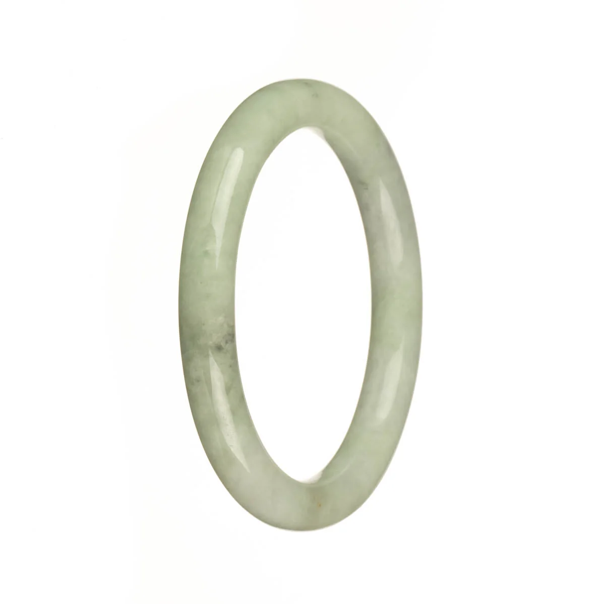 Genuine Grade A Light Green Traditional Jade Bangle - 56mm Petite Round