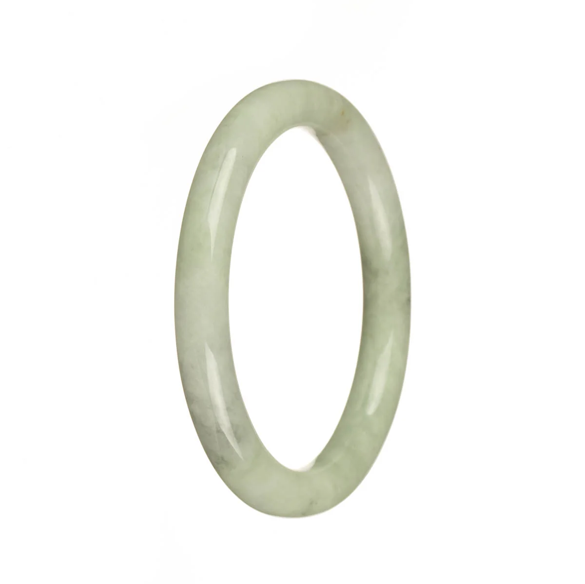 Genuine Grade A Light Green Traditional Jade Bangle - 56mm Petite Round - Image 2