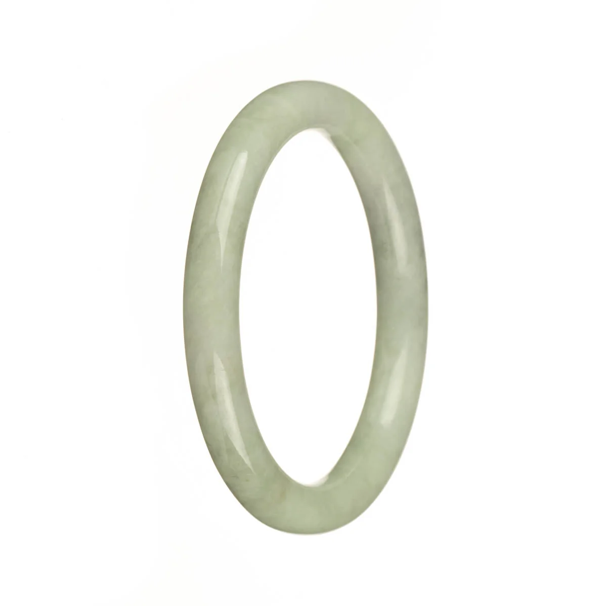 Genuine Grade A Light Green Traditional Jade Bangle - 56mm Petite Round - Image 3