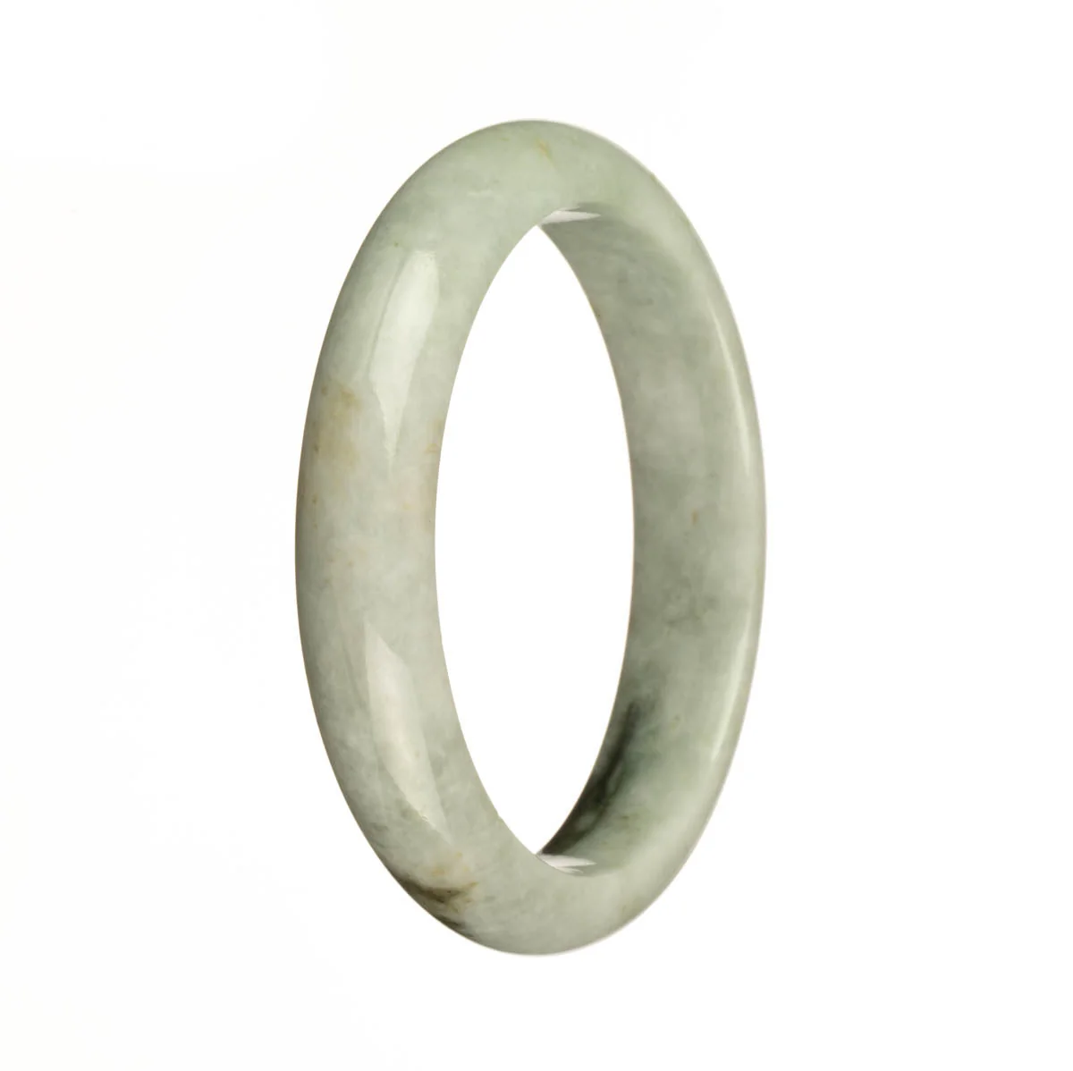 Genuine Grade A Grey with Dark Green Pattern Traditional Jade Bracelet - 59mm Half Moon - Image 3