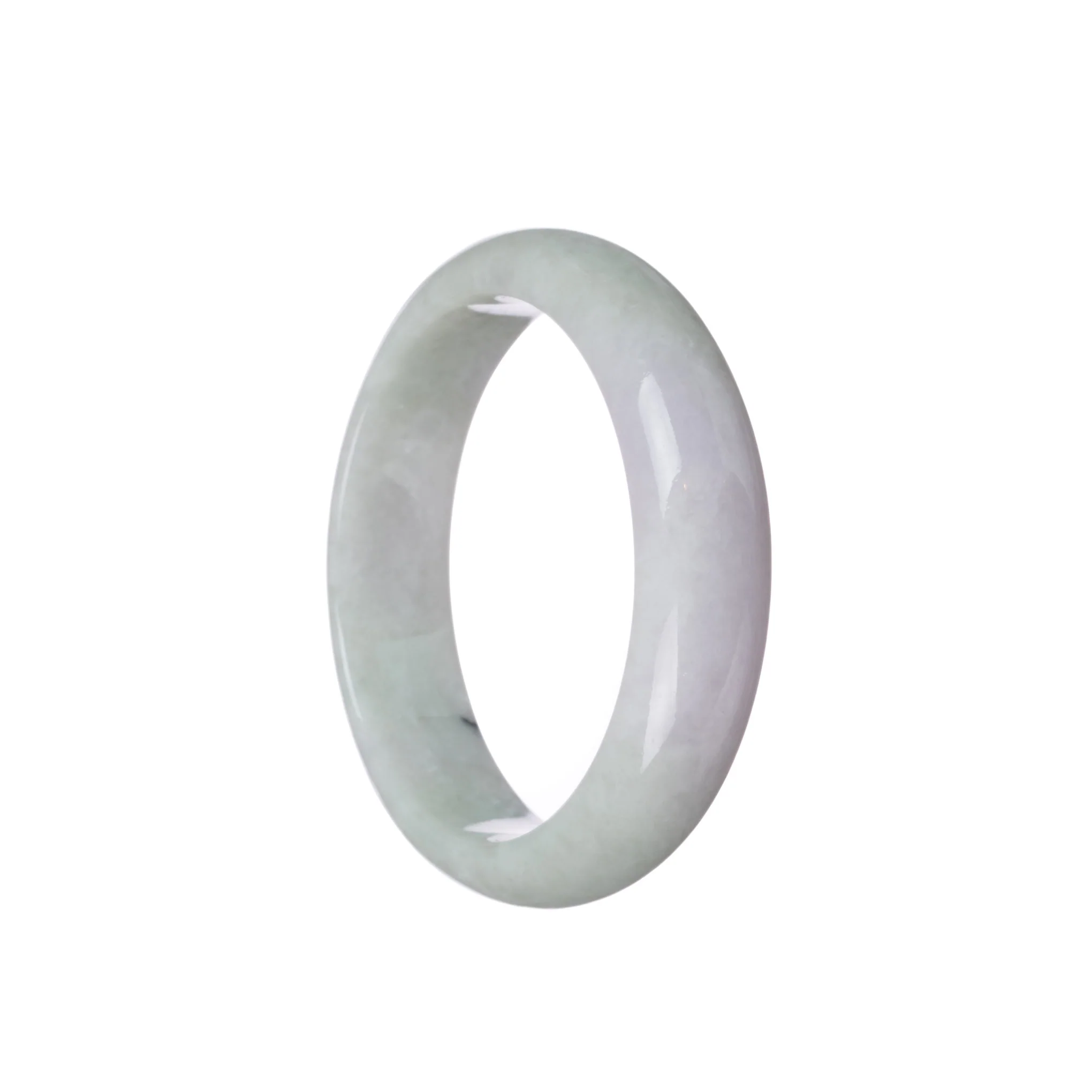 Real Natural Pale green with lavender Burmese Jade Bangle - 55mm Half Moon - Image 2
