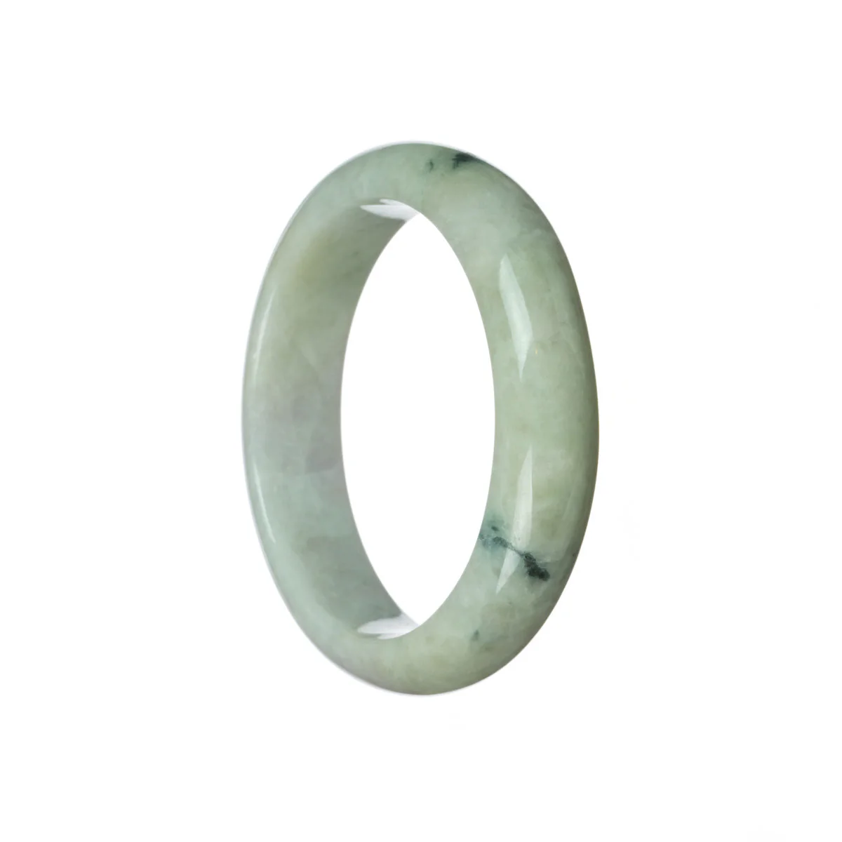 Real Natural Pale green with pale lavender Jade Bangle Bracelet - 58mm Half Moon