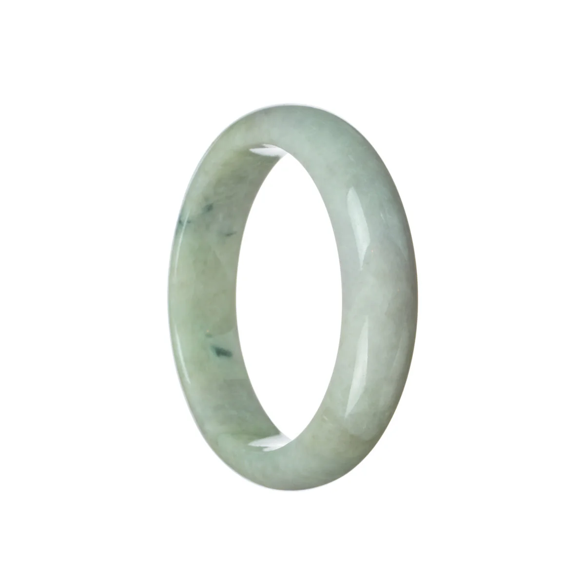 Real Natural Pale green with pale lavender Jade Bangle Bracelet - 58mm Half Moon - Image 2