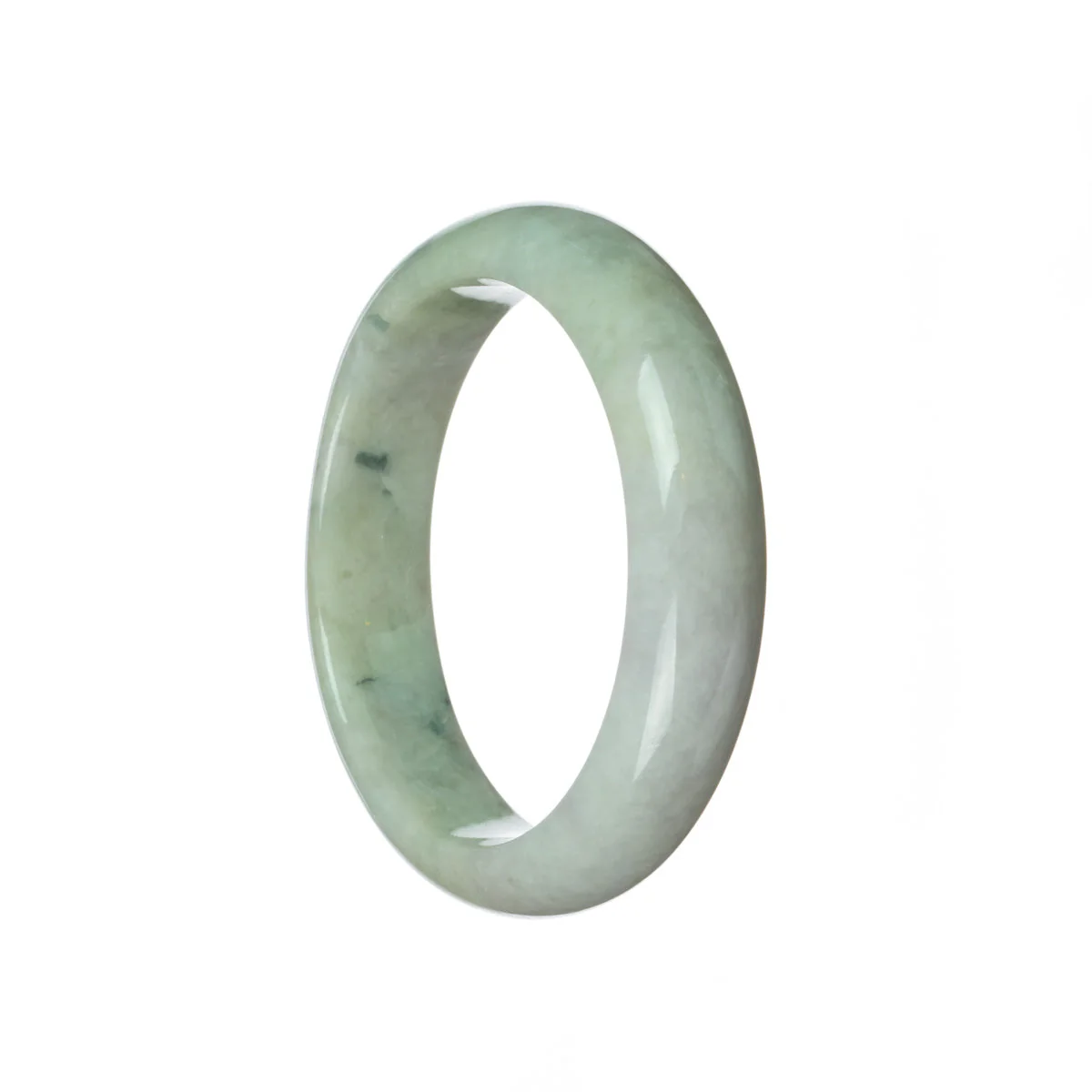 Real Natural Pale green with pale lavender Jade Bangle Bracelet - 58mm Half Moon - Image 3