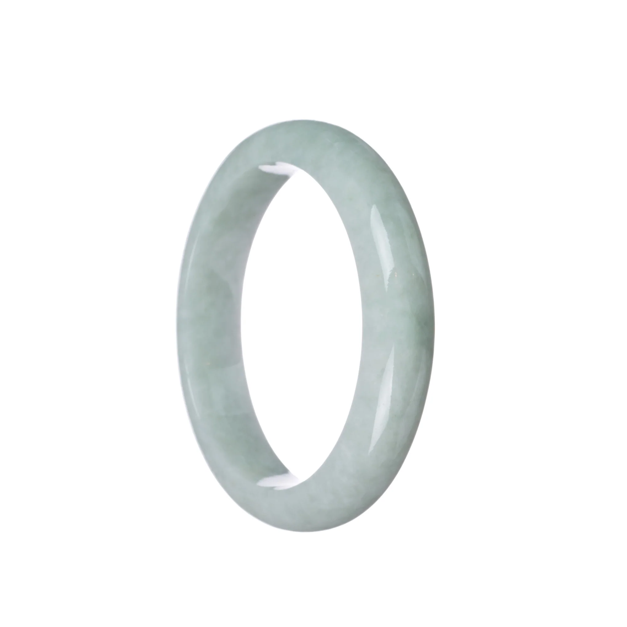 Real Grade A Pale Green Burma Jade Bracelet - 58mm Half Moon - Image 3