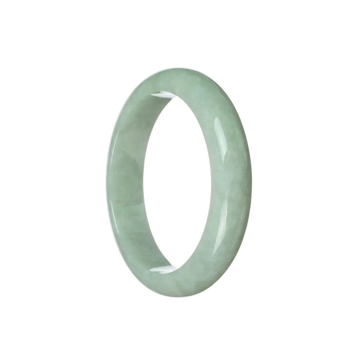 Certified Type A Pale Green Traditional Jade Bangle - 57mm Half Moon