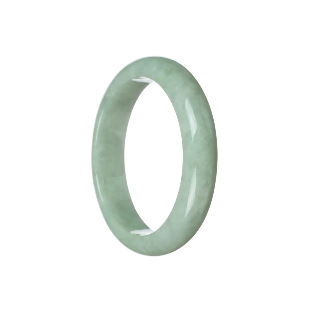 Certified Type A Pale Green Traditional Jade Bangle - 57mm Half Moon - Image 2