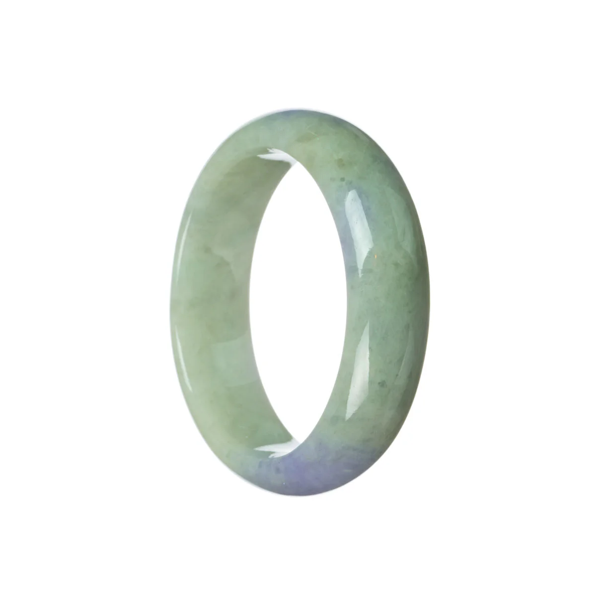 Certified Natural Green with lavender Traditional Jade Bangle Bracelet - 57mm Half Moon - Image 3