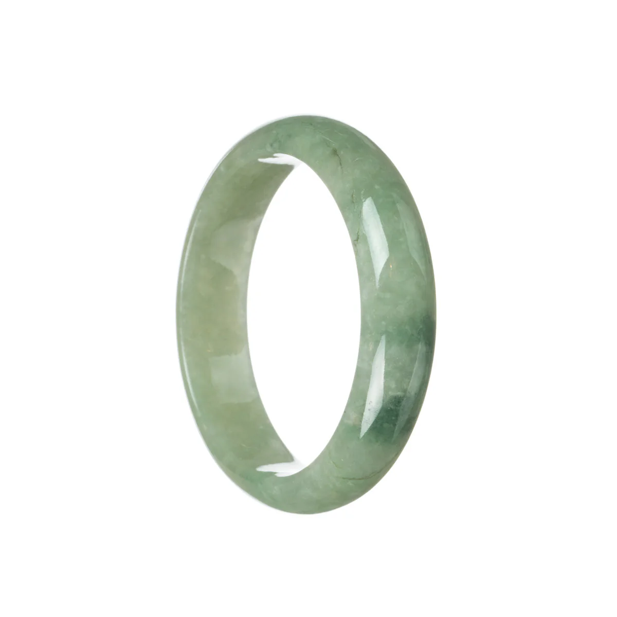 Real Grade A Green Traditional Jade Bangle - 59mm Half Moon - Image 2