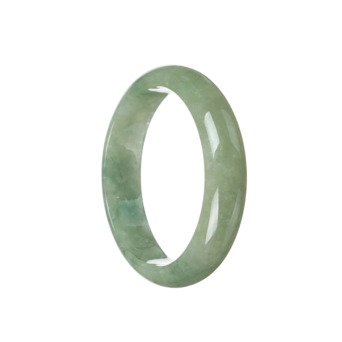 Real Grade A Green Traditional Jade Bangle - 59mm Half Moon - Image 3