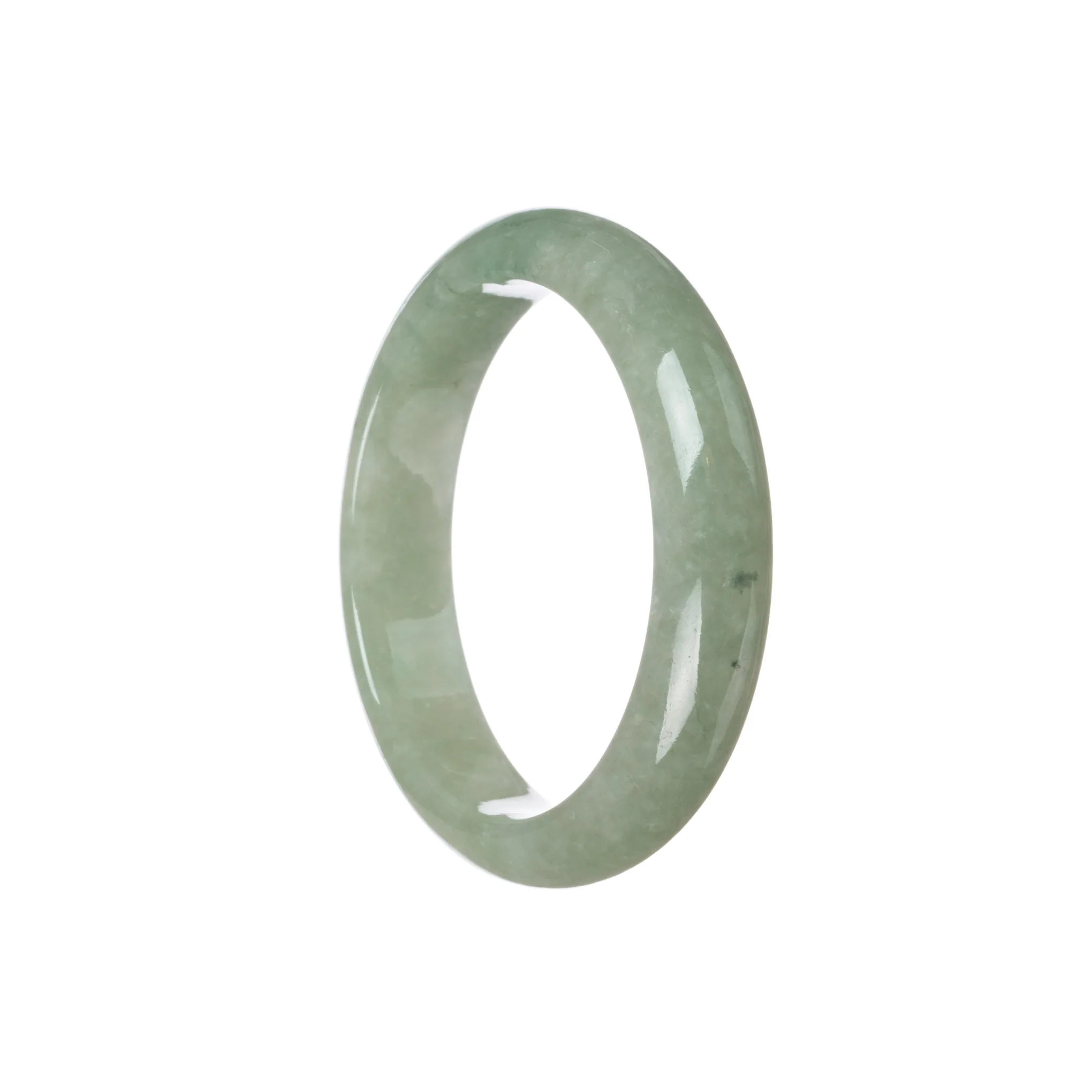 Authentic Untreated Green Burma Jade Bracelet - 55mm Half Moon - Image 2