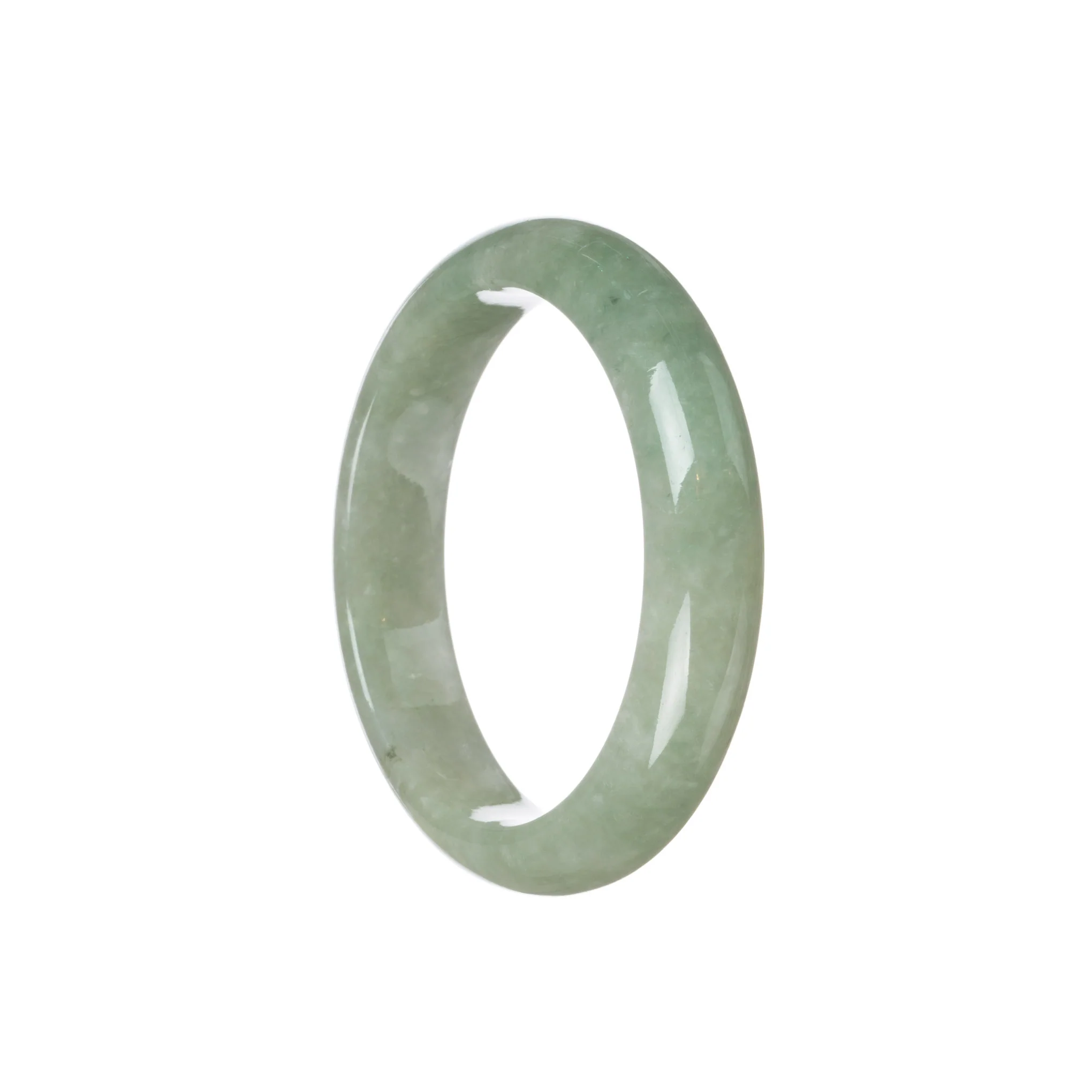 Authentic Untreated Green Burma Jade Bracelet - 55mm Half Moon - Image 3