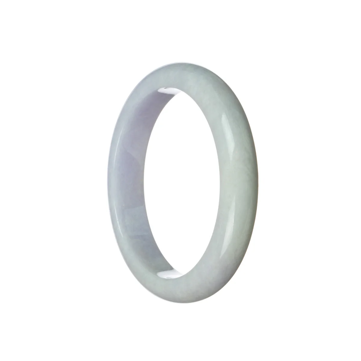 Certified Type A Lavender Jade Bangle Bracelet - 60mm Half Moon