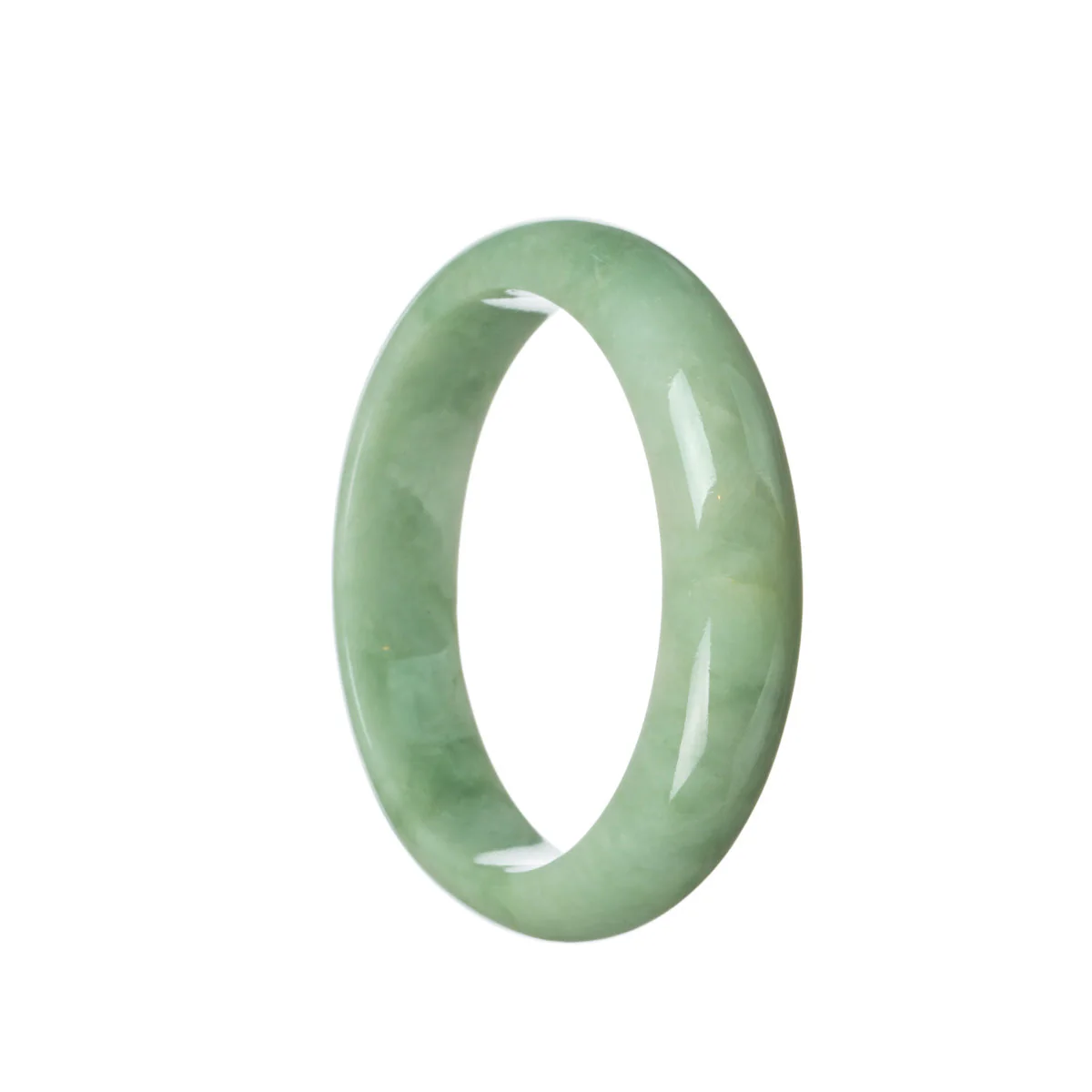 Certified Type A Green Burma Jade Bangle Bracelet - 59mm Half Moon