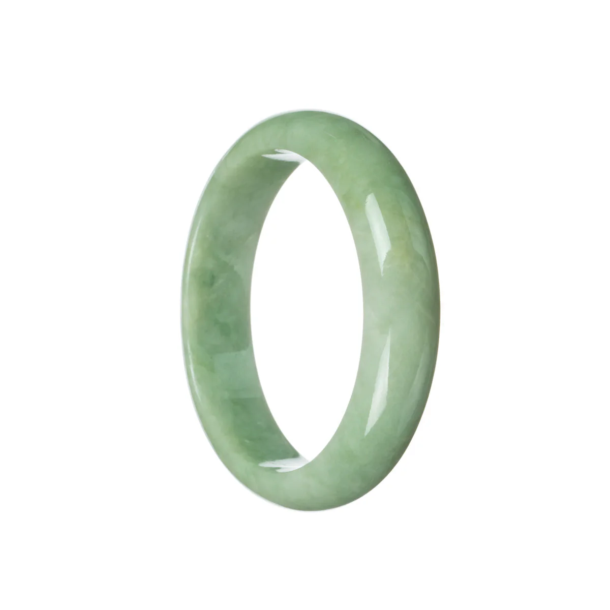 Certified Type A Green Burma Jade Bangle Bracelet - 59mm Half Moon - Image 2