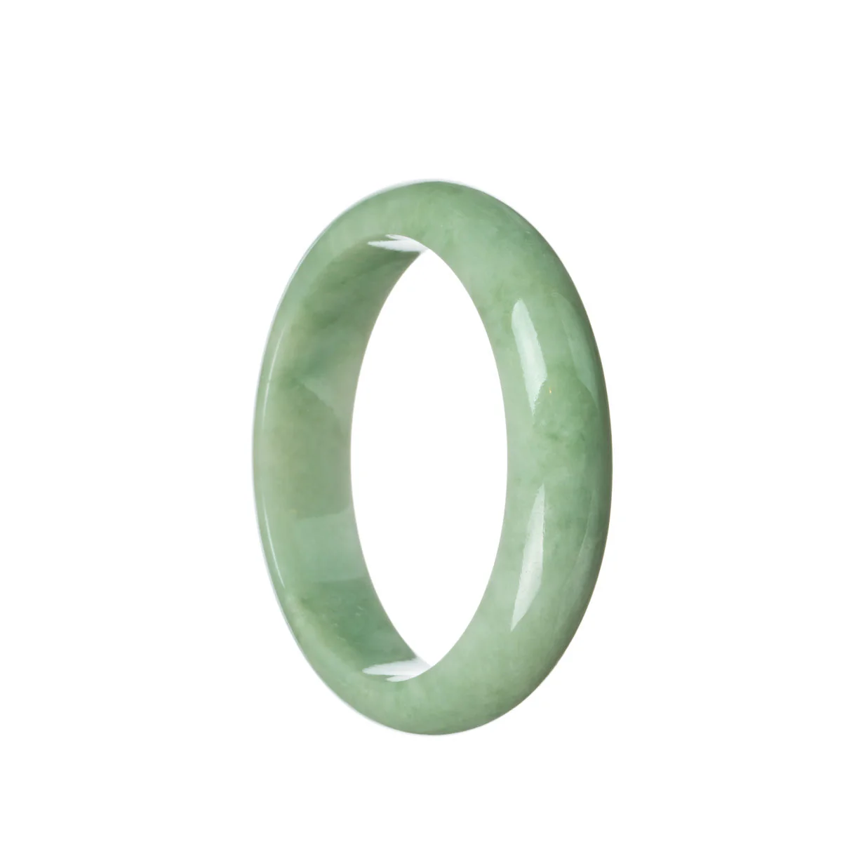 Certified Type A Green Burma Jade Bangle Bracelet - 59mm Half Moon - Image 3