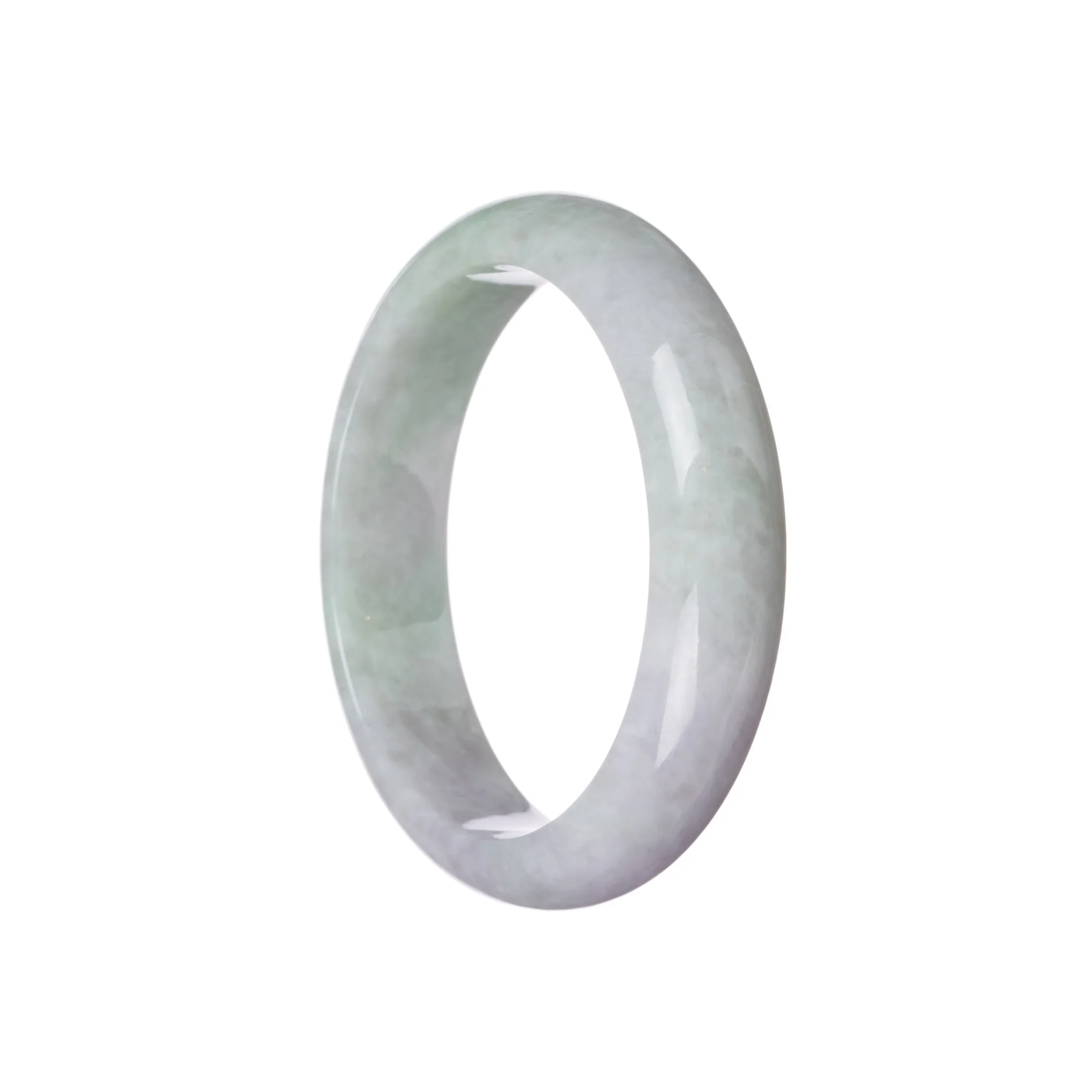 Genuine Natural Pale Greyish Lavender with Light Green Burmese Jade Bracelet - 58mm Half Moon - Image 2