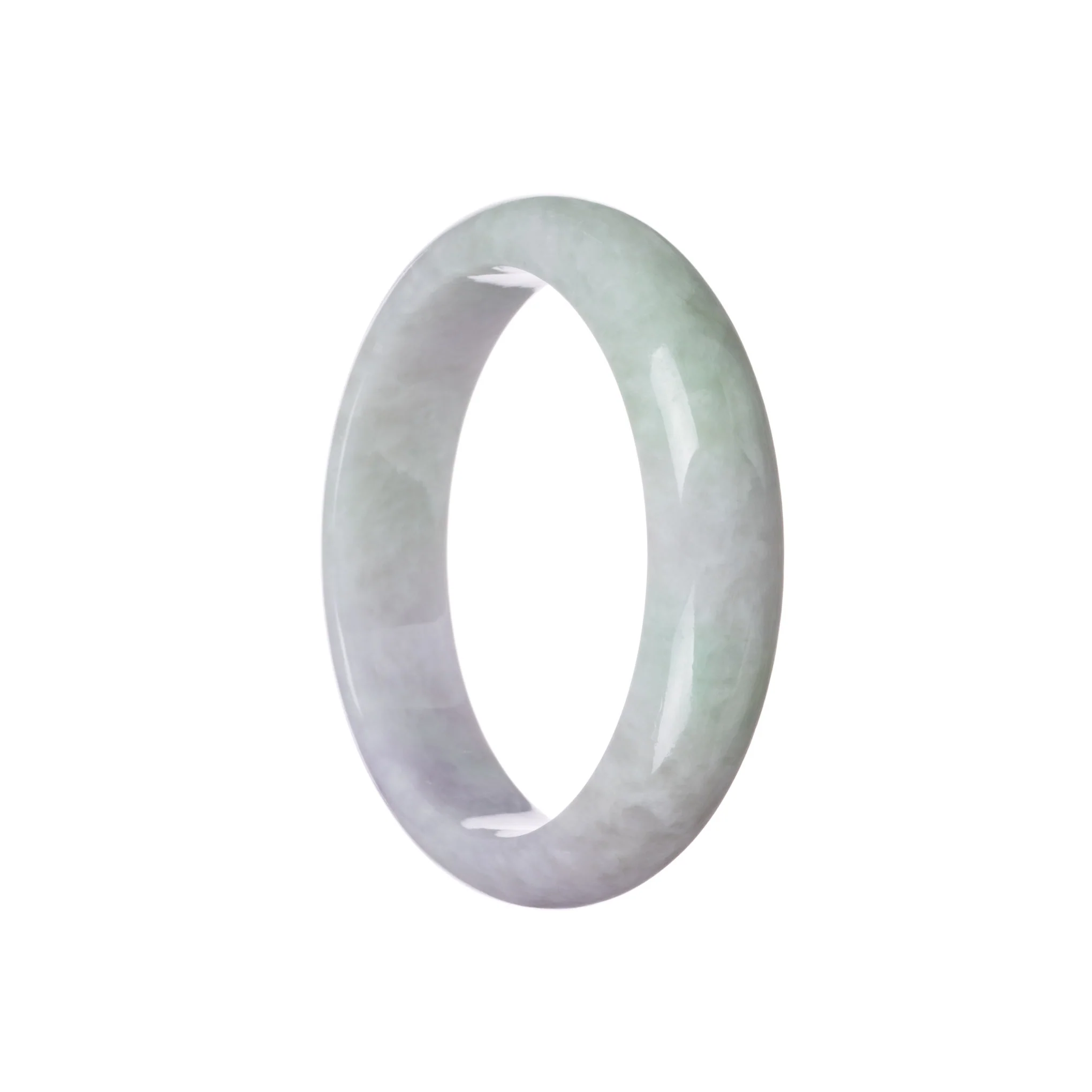 Genuine Natural Pale Greyish Lavender with Light Green Burmese Jade Bracelet - 58mm Half Moon - Image 3