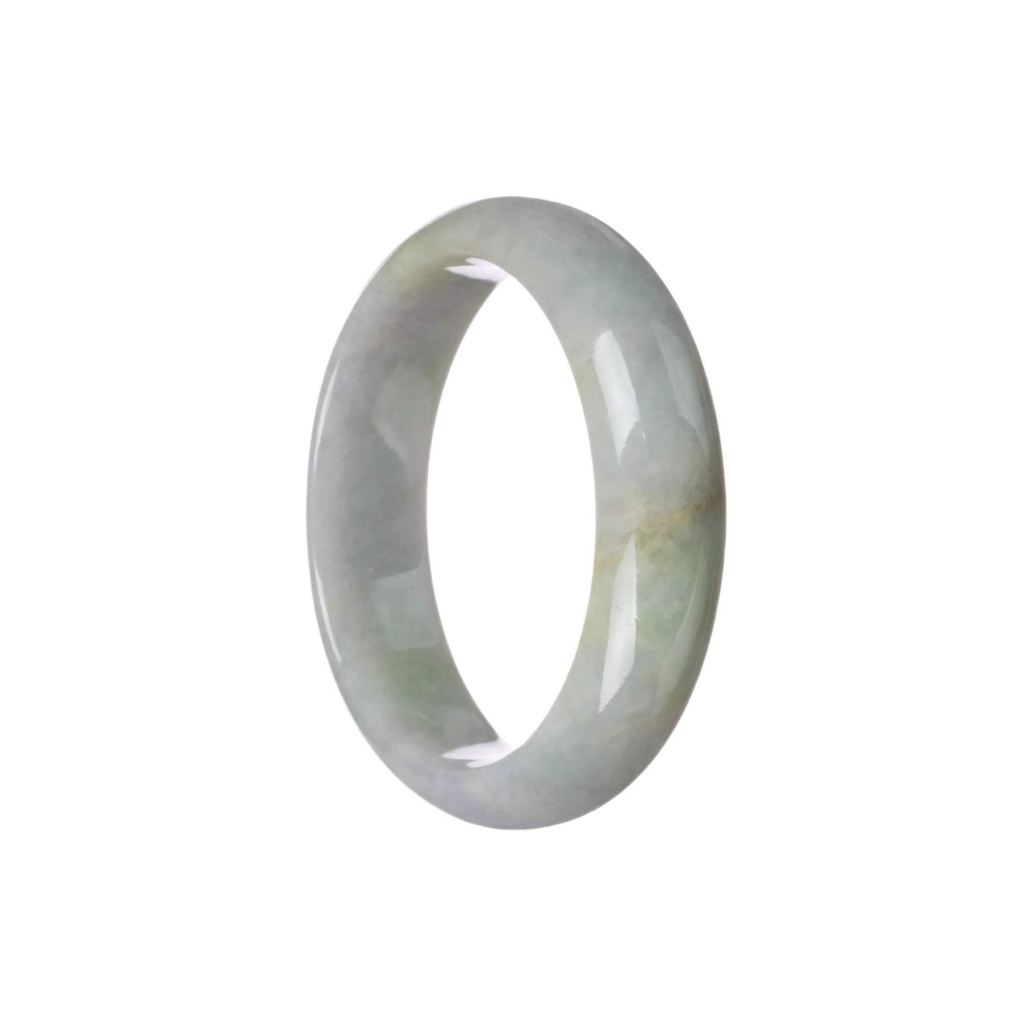 Real Natural Green with Lavender Jade Bracelet - 55mm Half Moon - Image 2