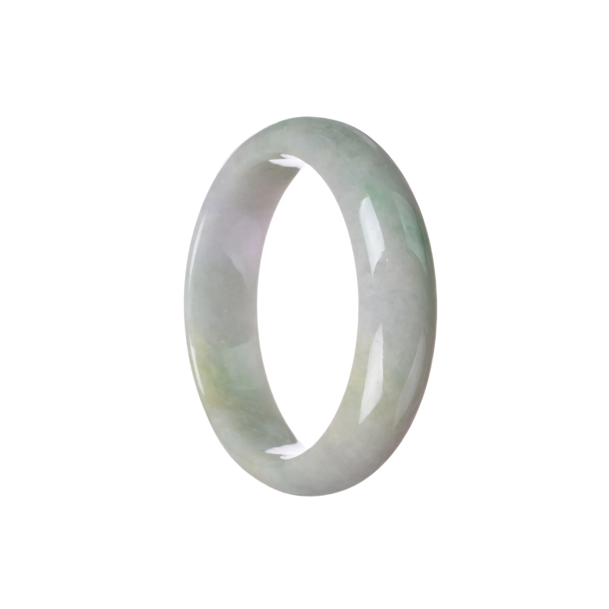 Real Natural Green with Lavender Jade Bracelet - 55mm Half Moon - Image 3