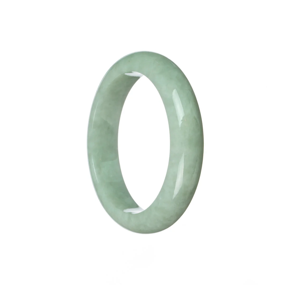 Genuine Grade A Light green Burmese Jade Bangle - 55mm Half Moon - Image 3