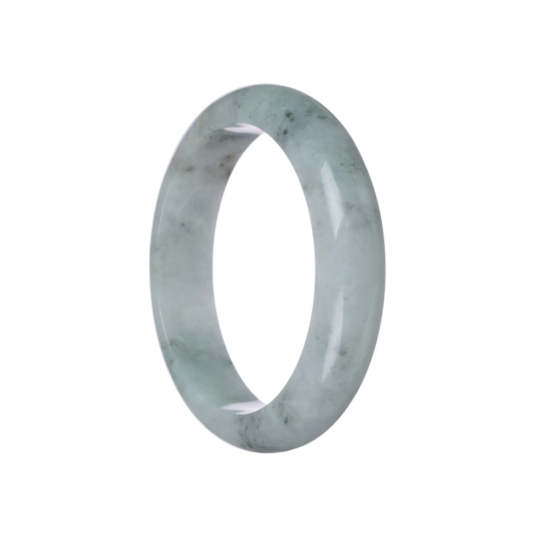 Genuine Grade A Grey Jadeite Jade Bracelet - 61mm Half Moon - Image 2