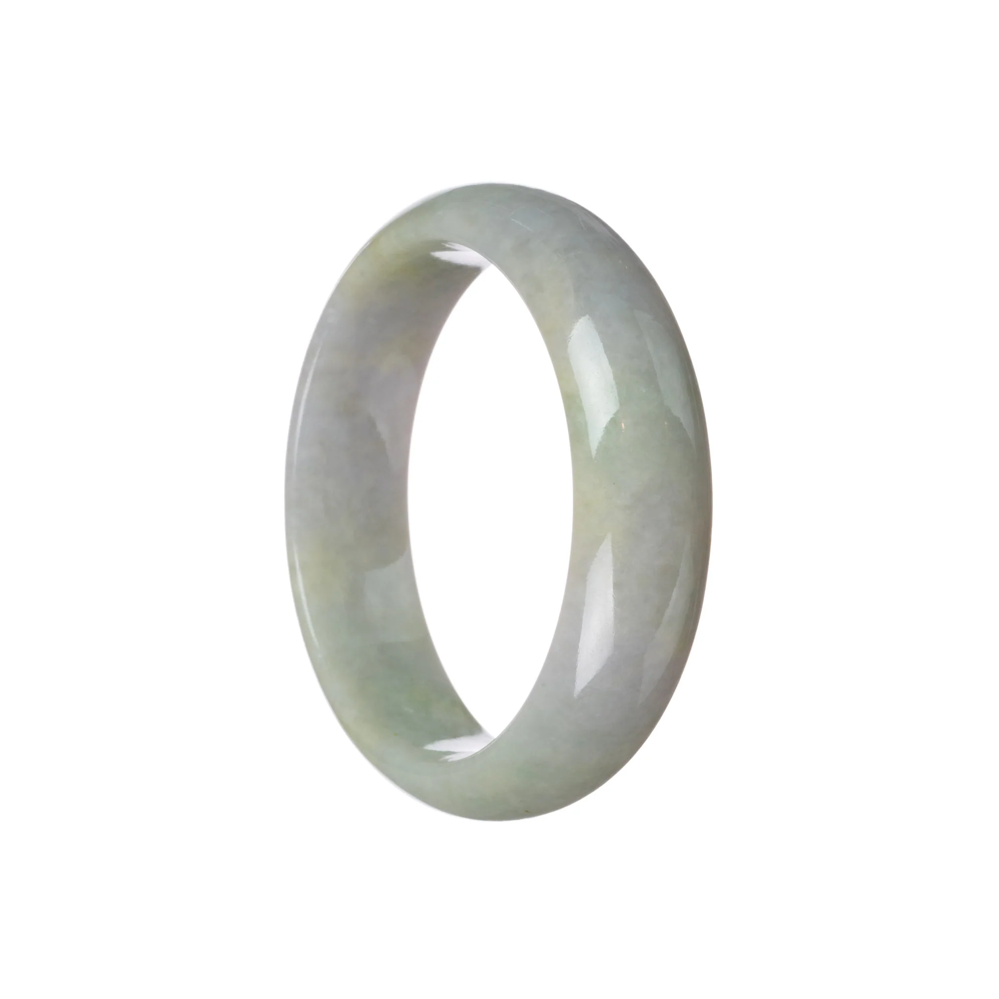 Authentic Grade A Greyish Green Burmese Jade Bangle - 57mm Half Moon - Image 2