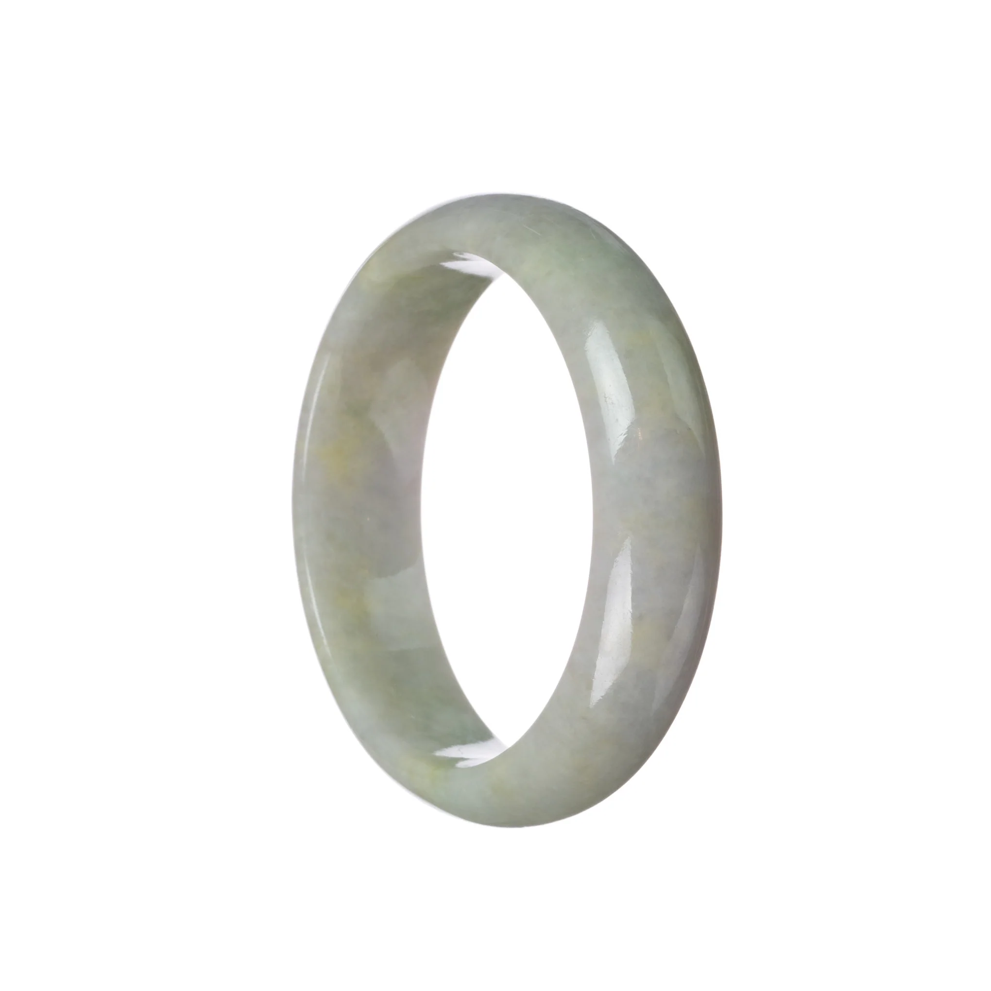 Authentic Grade A Greyish Green Burmese Jade Bangle - 57mm Half Moon - Image 3